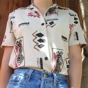 Vintage Short Sleeve Camp Shirt Notch Collar